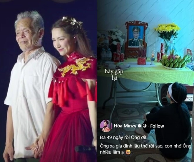 Hòa minzy nghẹn ngào trong lễ cúng 49 ngày mất của ông nội là thiếu tá quân đội xót xa khi nghe tin lũ lớn ở bắc ninh - 1