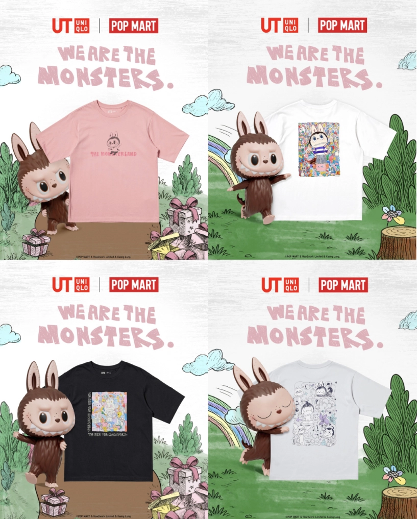 Labubu dẫn đầu gia đình quái vật cùng trở thành nhân vật chính trong bst áo thun mới của uniqlo - 1