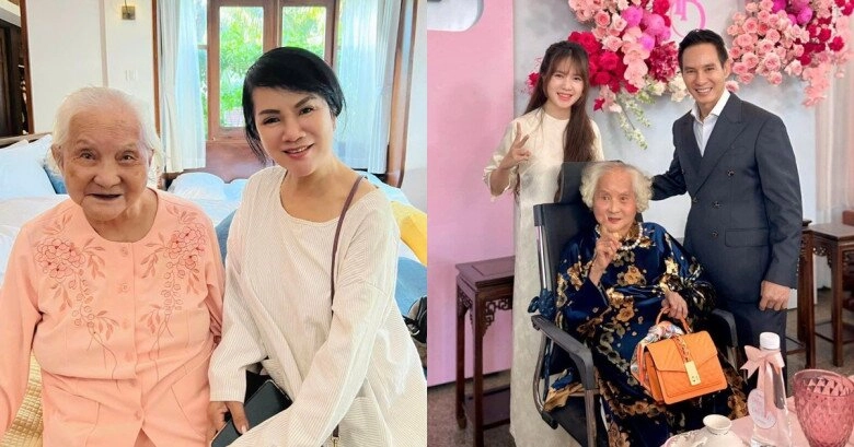 Mẹ ruột minh hà trẻ trung đứng cạnh bà sui 100 tuổi gia đình lý hải thừa hưởng gen nhan sắc của 2 bên nội ngoại - 7