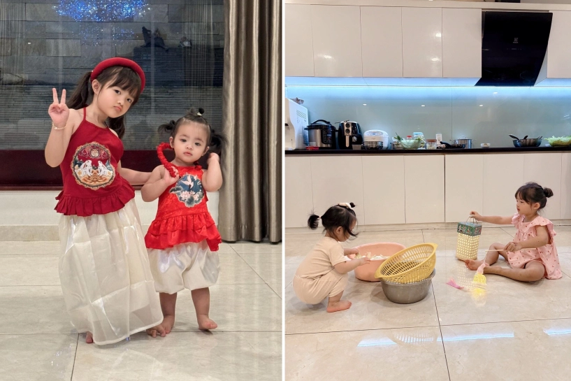 Trung thu nhà sao việt 2 con lai ấn của võ hạ trâm lên đồ trẩy hội 4 con vân trang rước đèn trong biệt thự 1000m2 - 11