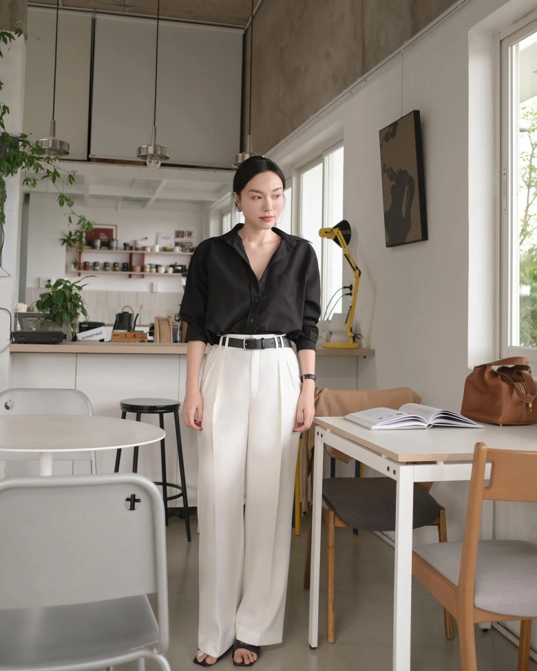 Vợ cơ trưởng trẻ nhất việt nam chỉ mặc đồ đen trắng mà trông sang đẹp như người mẫu nhờ công thức hack dáng cực ngọt - 4