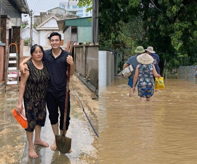 Xót xa cảnh mẹ nam mc chạy lũ 2 lần trong 2 tháng nhà mới sửa sang được chút thì nước lại dâng - 1