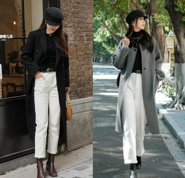 Không phải quần ống rộng hay legging đây là kiểu quần mặc với áo khoác dài đẹp nhất giúp kéo chân dài cả mét - 7