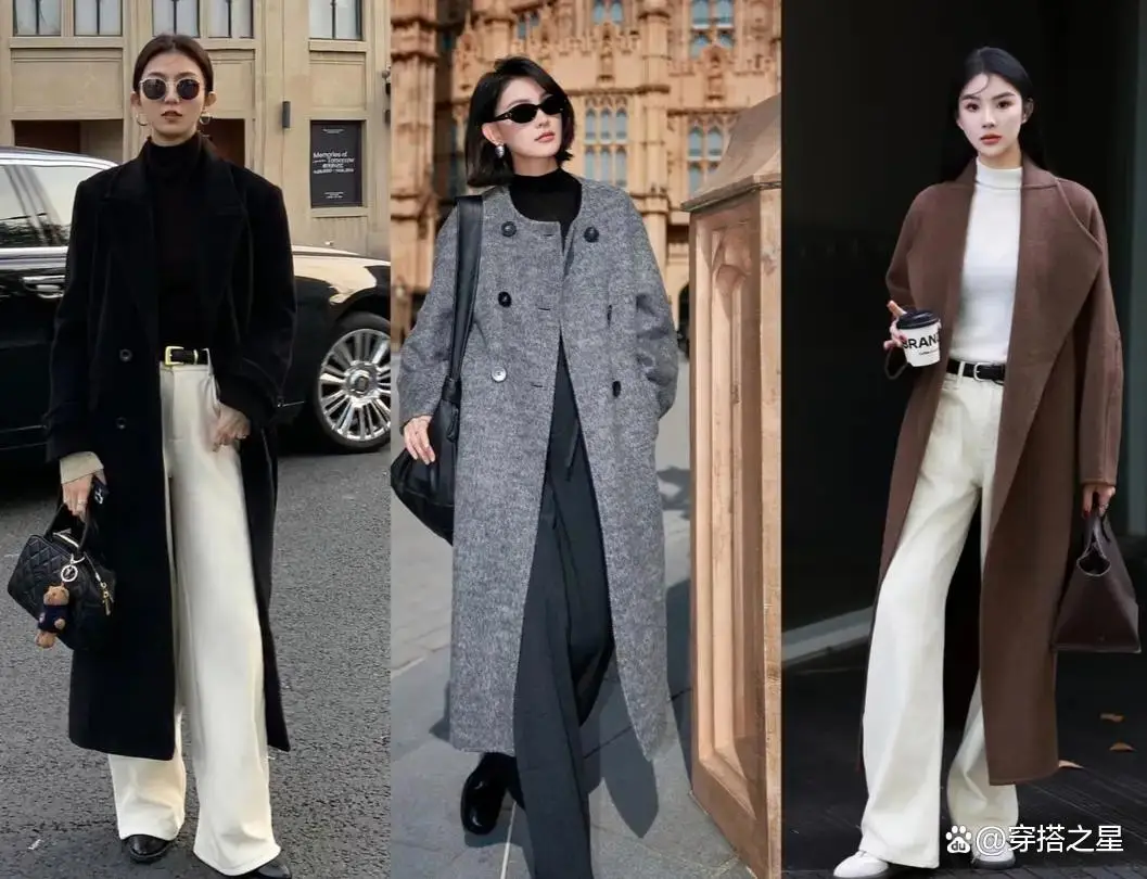 Mặc áo khoác dài nên phối với quần hay váy để tôn dáng chị em cứ áp dụng công thức 3 quần - 3 váy là chân ái - 5