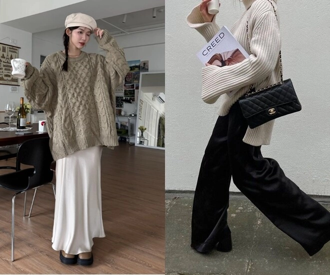 Tại sao người sành ăn mặc luôn chọn áo len lớn hơn 1 cỡ bí quyết giúp chị em thu gọn vóc dáng chính là đây - 1