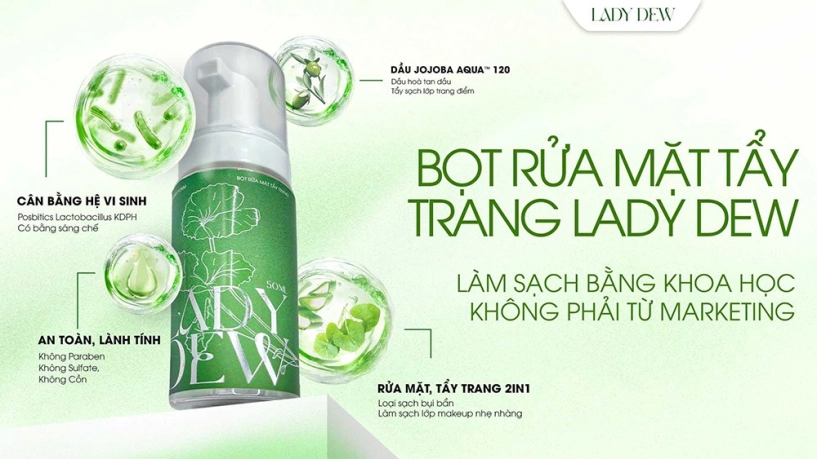 Bọt rửa mặt lady dew dấu ấn made in vietnam kết hợp chuẩn hoa kỳ - 2