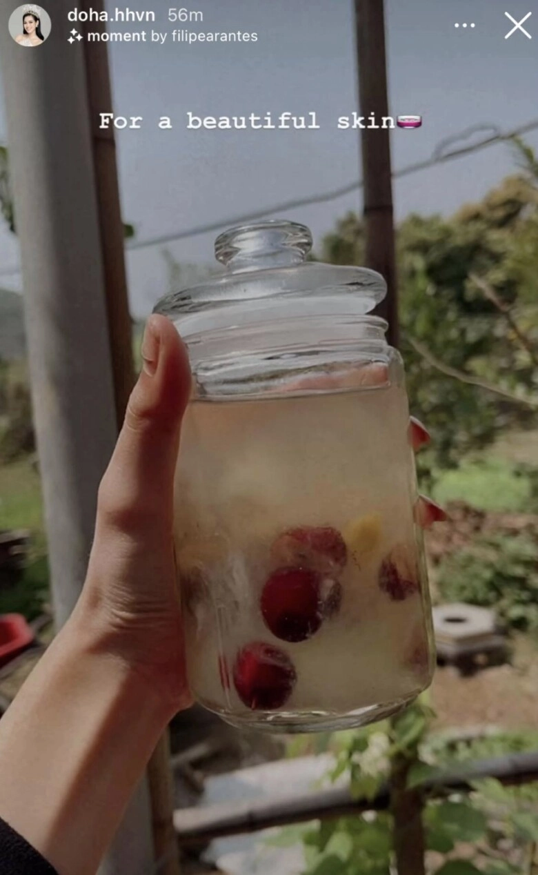 Hoa hậu đỗ thị hà da căng bóng đẹp khó tin nhờ chăm uống loại nước thần thành phần còn chứa cả tổ yến của người nghèo - 3
