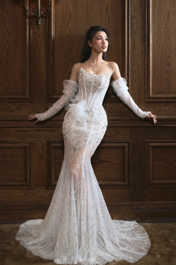 Á hậu phương nhi đẹp lộng lẫy trong áo cưới đầm xòe công chúa - 5