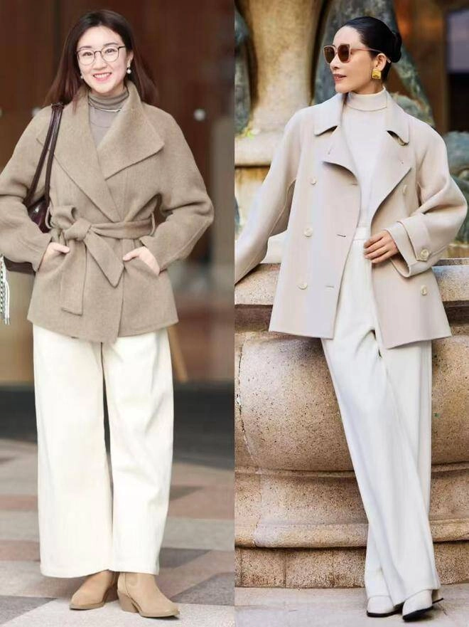 So với áo khoác dài kiểu áo khoác này phối với quần ống rộng đỉnh chóp hơn hẳn lại kéo chân dài cả mét - 1