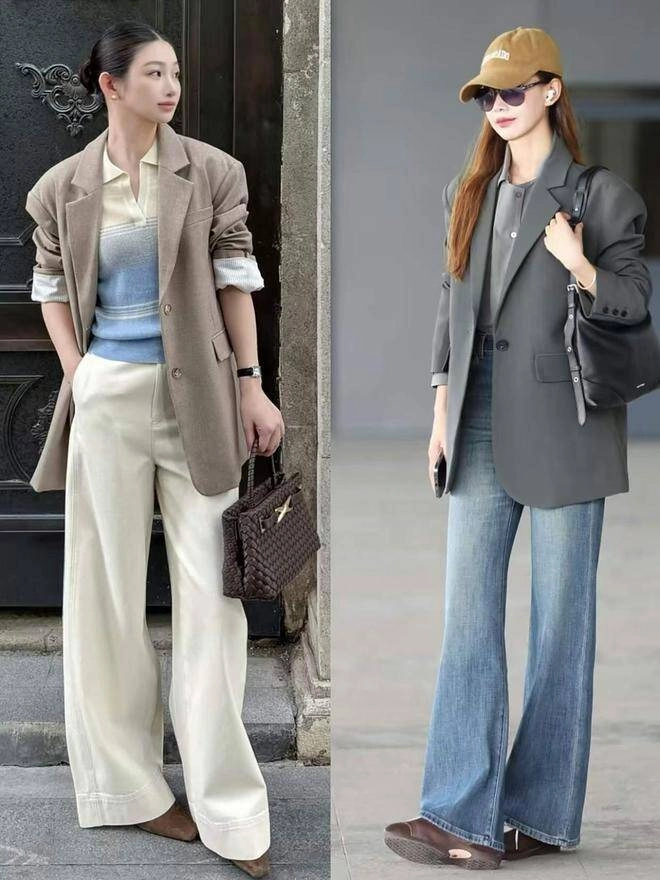 So với áo khoác dài kiểu áo khoác này phối với quần ống rộng đỉnh chóp hơn hẳn lại kéo chân dài cả mét - 2