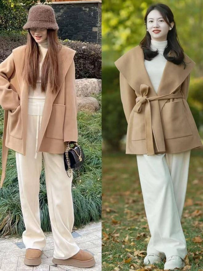 So với áo khoác dài kiểu áo khoác này phối với quần ống rộng đỉnh chóp hơn hẳn lại kéo chân dài cả mét - 4