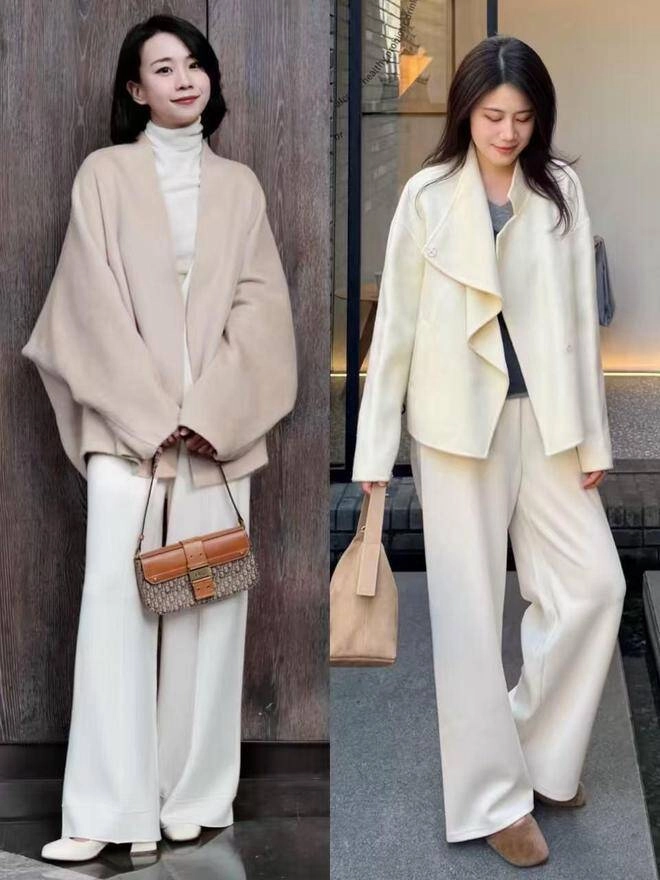 So với áo khoác dài kiểu áo khoác này phối với quần ống rộng đỉnh chóp hơn hẳn lại kéo chân dài cả mét - 6