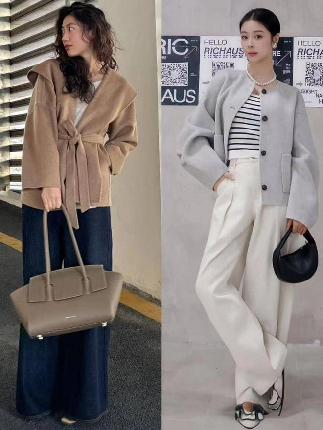 So với áo khoác dài kiểu áo khoác này phối với quần ống rộng đỉnh chóp hơn hẳn lại kéo chân dài cả mét - 7